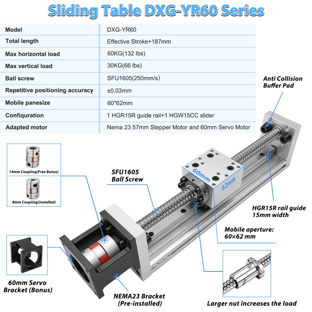 Mesa Deslizante de Guía Lineal - Servo Motor Cnc reseña y precio